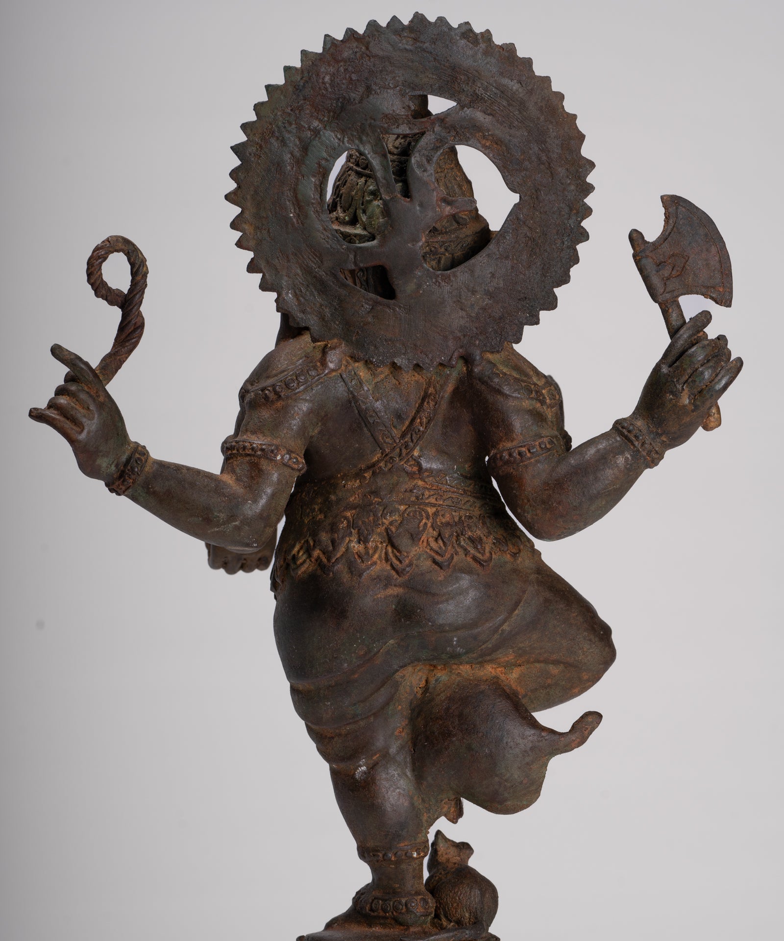 Ganesh - Antique Chola Style Bronze Dancing Ganesha Statue w/Mouse - 46cm/18"