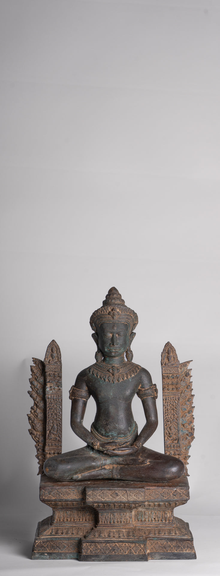 Buddha Statue - Antique Thai Style Enthroned Lopburi Meditation Buddha Statue - 94cm/38"