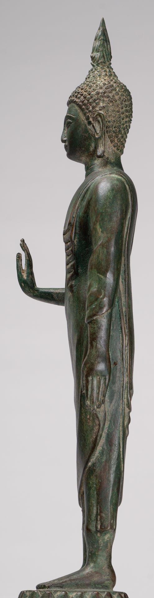 Buddha Statue - Antique Thai Style Bronze Standing Abhaya Protection Buddha Statue - 62cm/25"