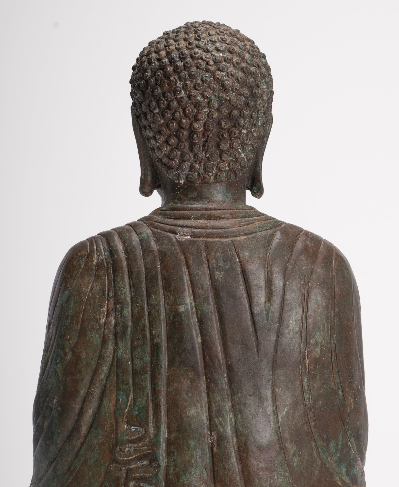 Antique Japanese Style Bronze Seated Meditation Amitabha Buddha Statue - 40cm/16"