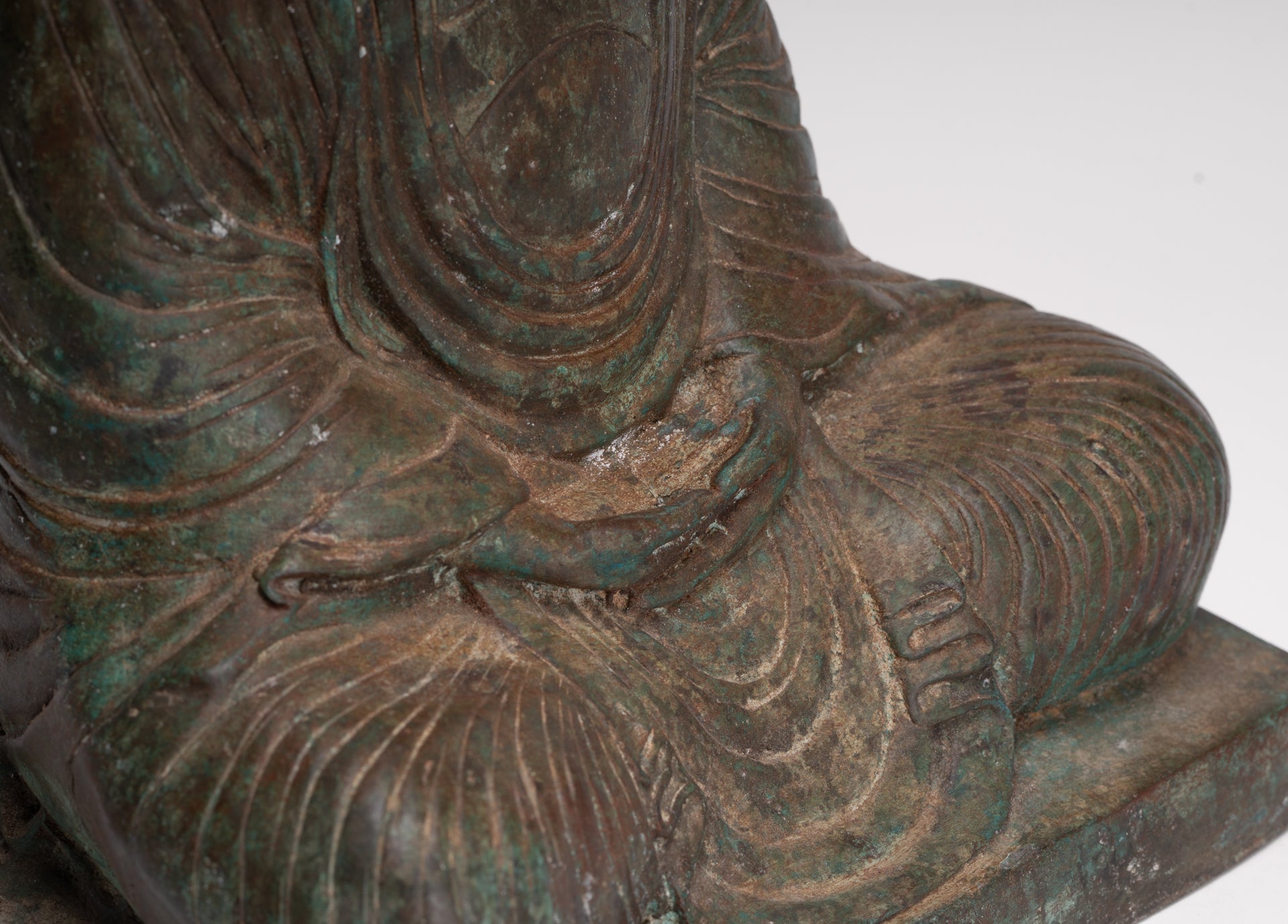 Antique Japanese Style Bronze Seated Meditation Amitabha Buddha Statue - 40cm/16"