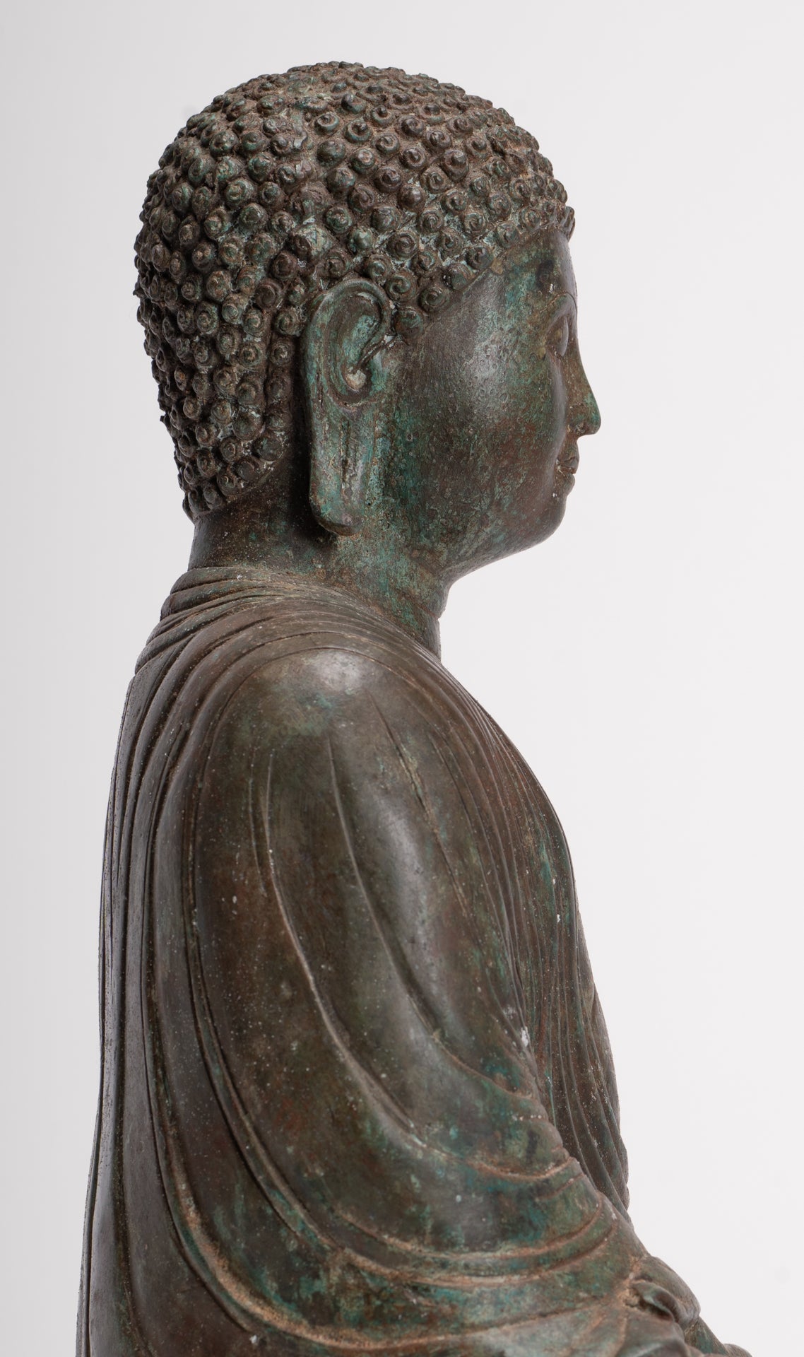 Antique Japanese Style Bronze Seated Meditation Amitabha Buddha Statue - 40cm/16"