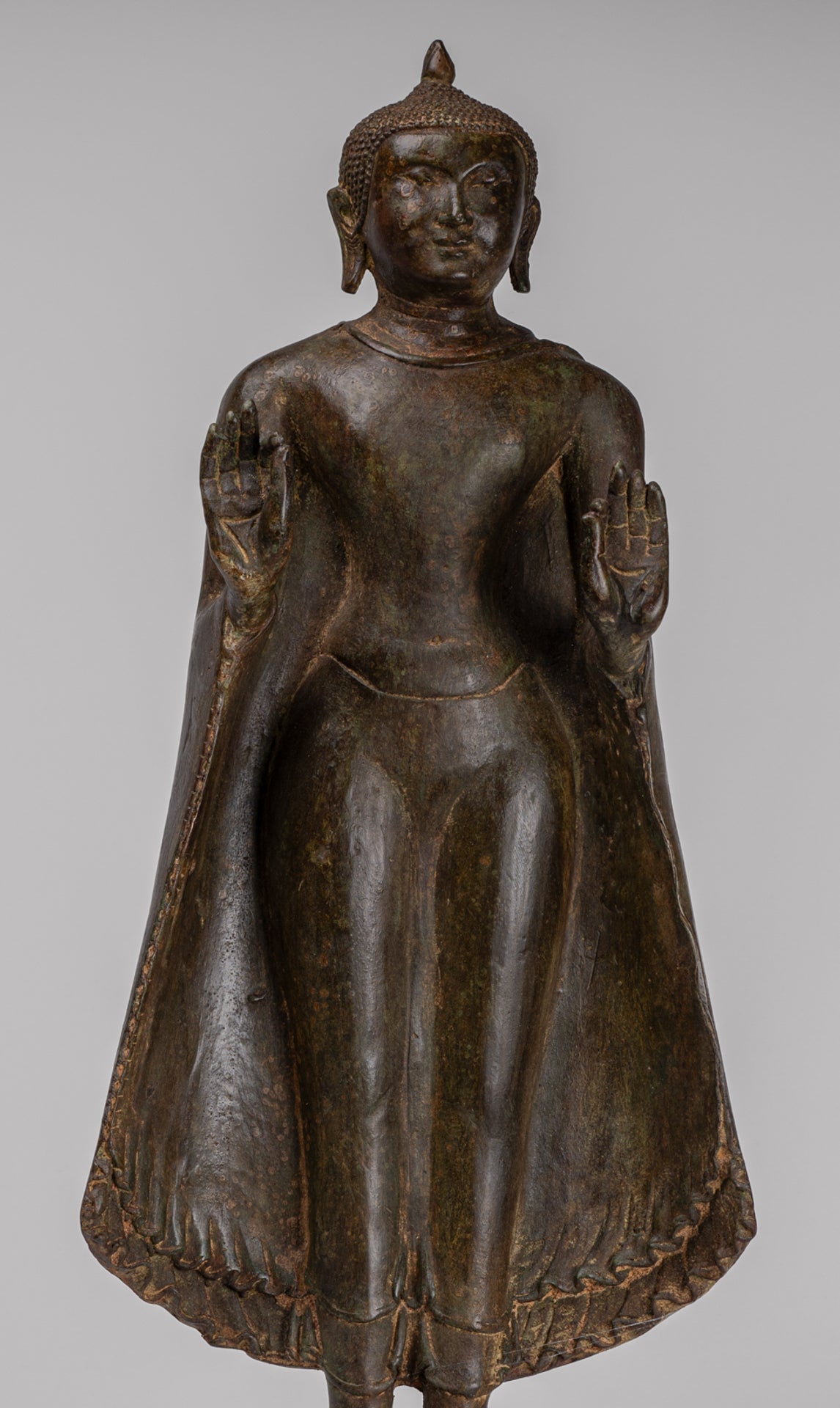 Buddha Statue - Antique Sri Lanka Style Bronze Standing Teaching Buddha Statue - 55cm/22"