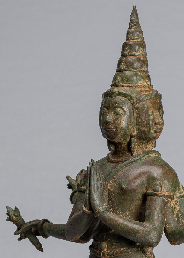 Brahma Statue - Antique Indian Style Standing Bronze Brahma 6 Arms - Hindu God Creation - 58cm/23"