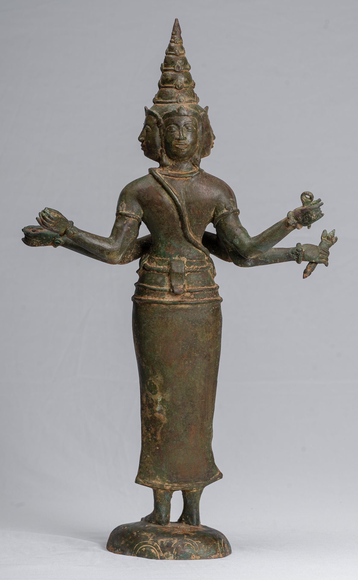 Brahma Statue - Antique Indian Style Standing Bronze Brahma 6 Arms - Hindu God Creation - 58cm/23"