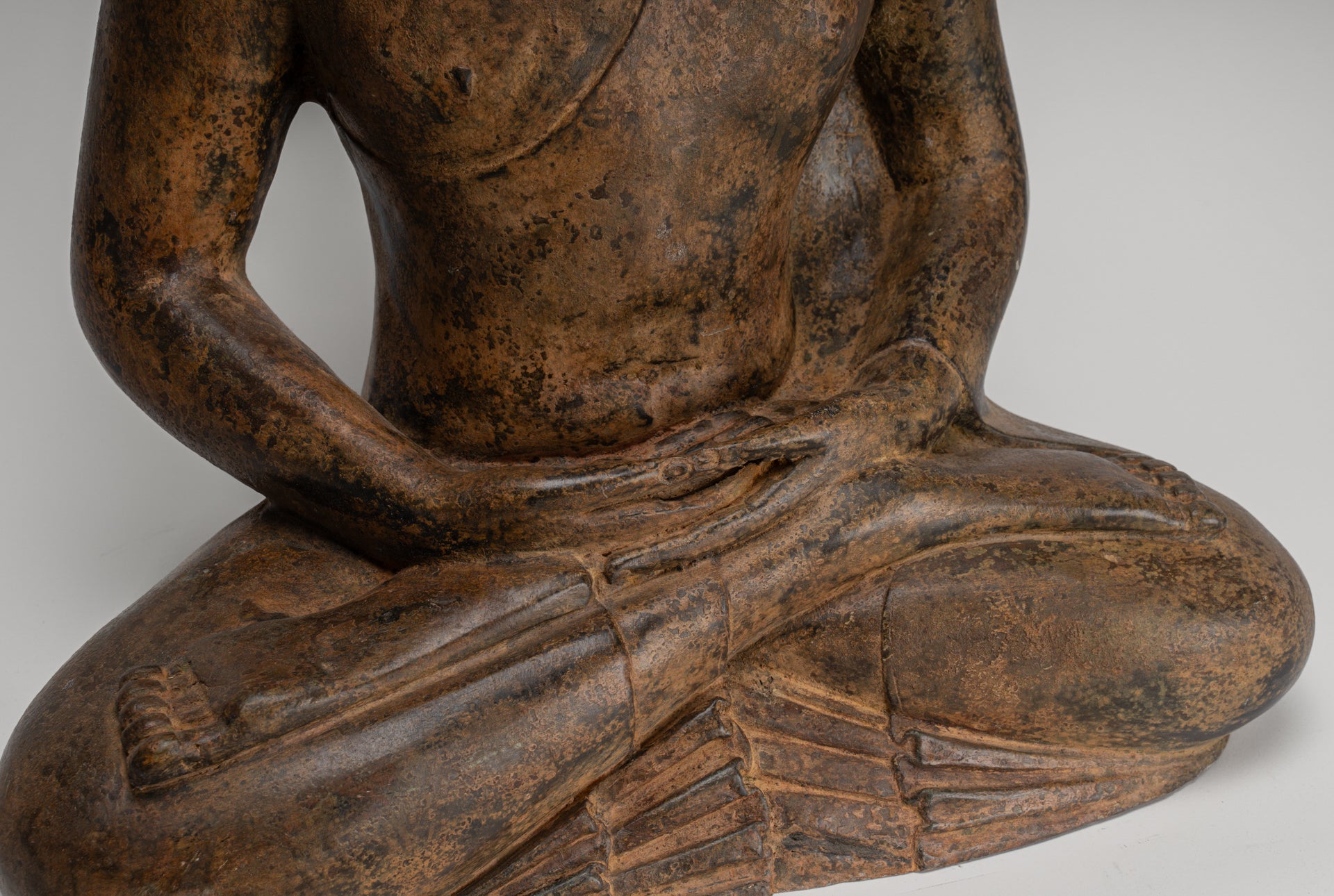 Buddha Statue - Antique Sri Lanka Style Bronze Seated Meditation Buddha Statue 61cm/24"