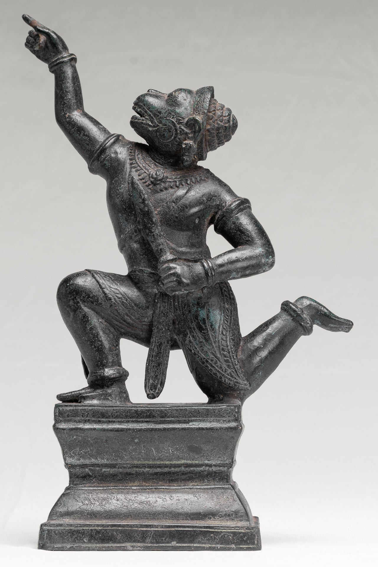 Antique Khmer Style Standing Bayon Hindu God Hanuman Statue - 38cm/15" Tall