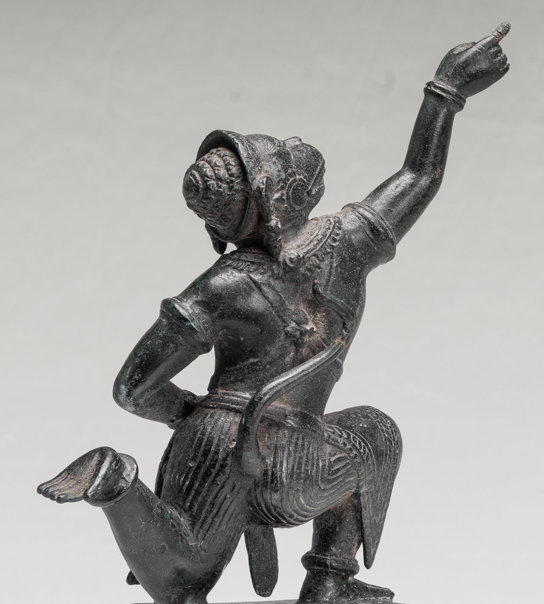 Antique Khmer Style Standing Bayon Hindu God Hanuman Statue - 38cm/15" Tall