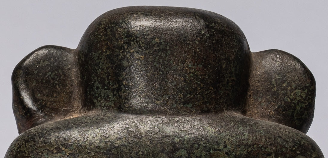 Statua Ganesh - Statua di ganesha in bronzo seduto in stile cham antico - 20 cm/8 "