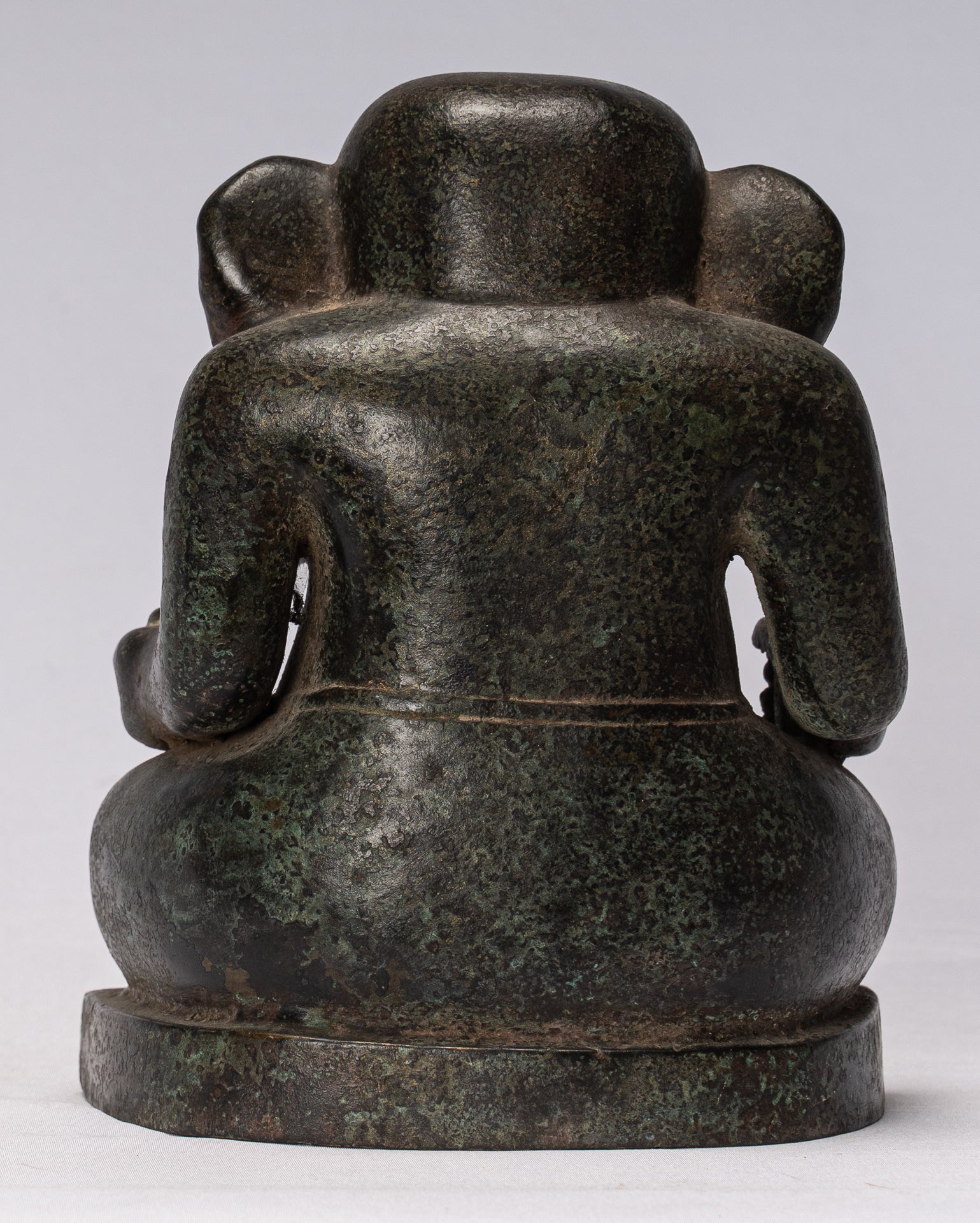 Statua Ganesh - Statua di ganesha in bronzo seduto in stile cham antico - 20 cm/8 "