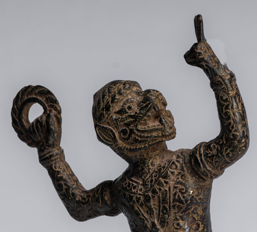 Antike Bayon-Hindu-Gott Hanuman-Statue im Khmer-Stil – 25 cm hoch