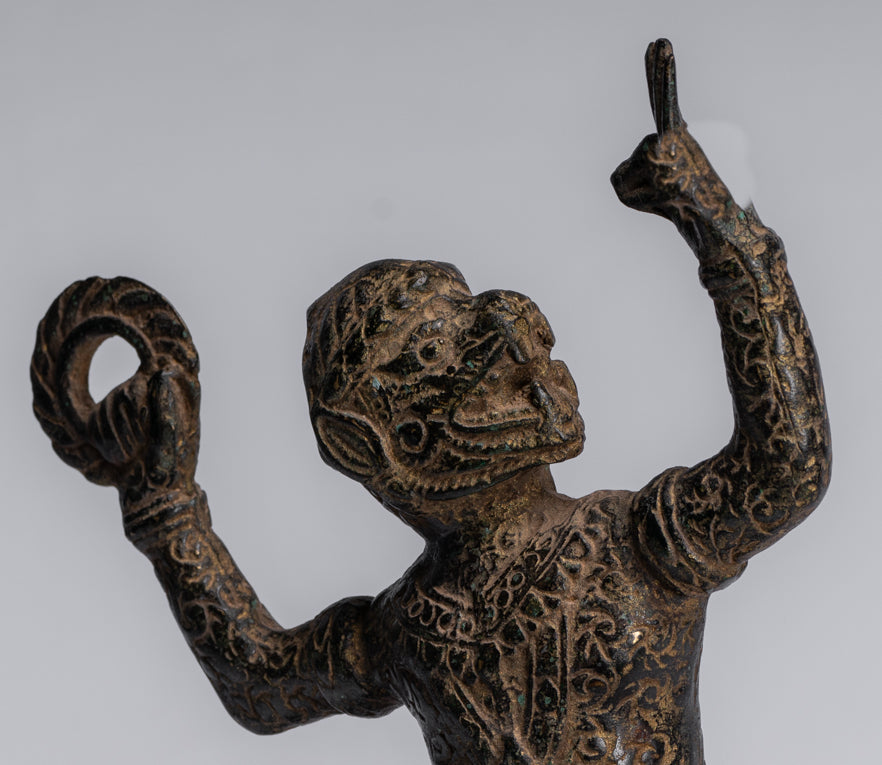 Antike Bayon-Hindu-Gott Hanuman-Statue im Khmer-Stil – 25 cm hoch