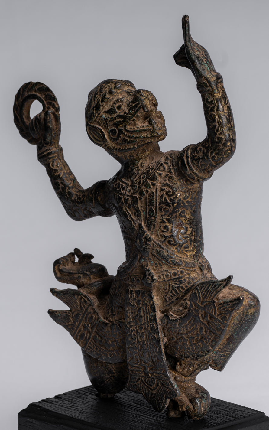 Antike Bayon-Hindu-Gott Hanuman-Statue im Khmer-Stil – 25 cm hoch