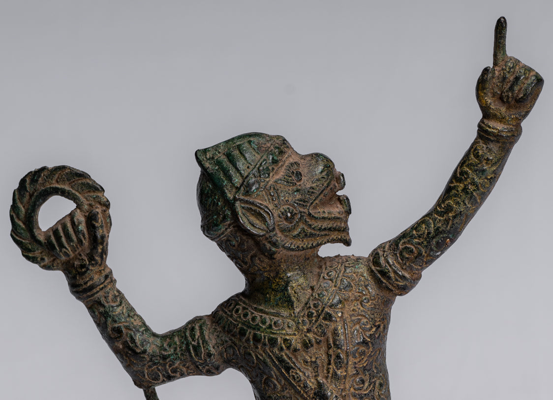 Antique Khmer Style Bayon Hindu God Hanuman Statue - 25cm/10" Tall
