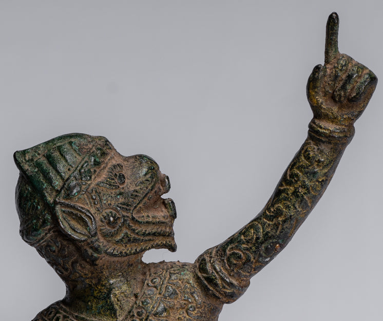 Antique Khmer Style Bayon Hindu God Hanuman Statue - 25cm/10" Tall