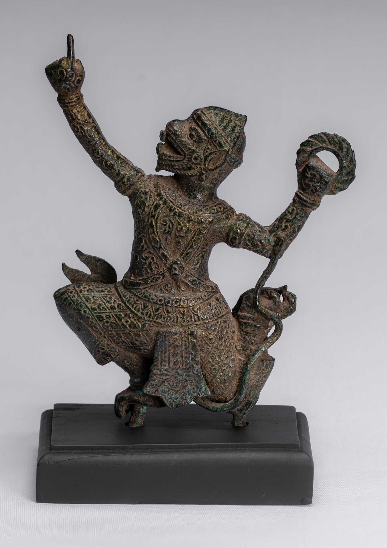 Antique Khmer Style Bayon Hindu God Hanuman Statue - 25cm/10" Tall