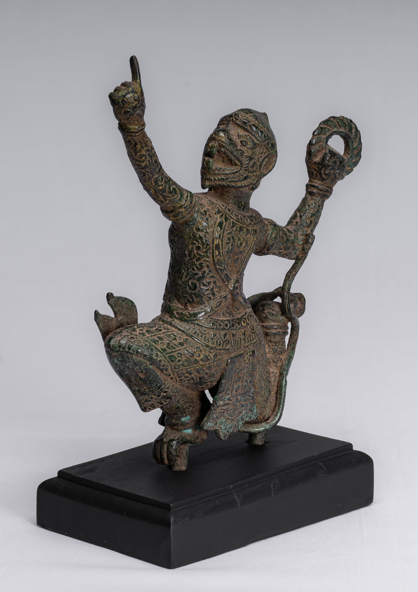 Antique Khmer Style Bayon Hindu God Hanuman Statue - 25cm/10" Tall