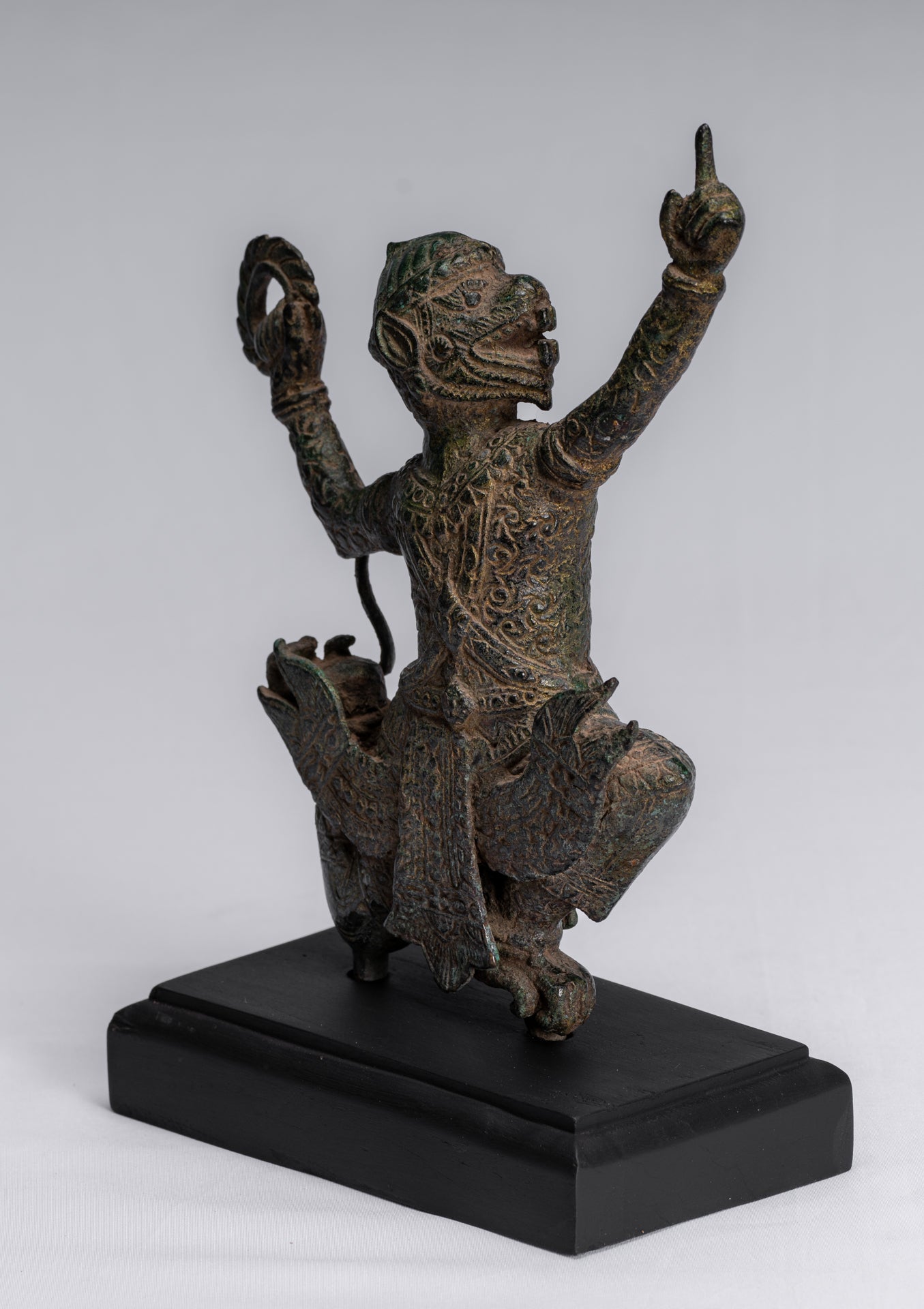 Antique Khmer Style Bayon Hindu God Hanuman Statue - 25cm/10" Tall