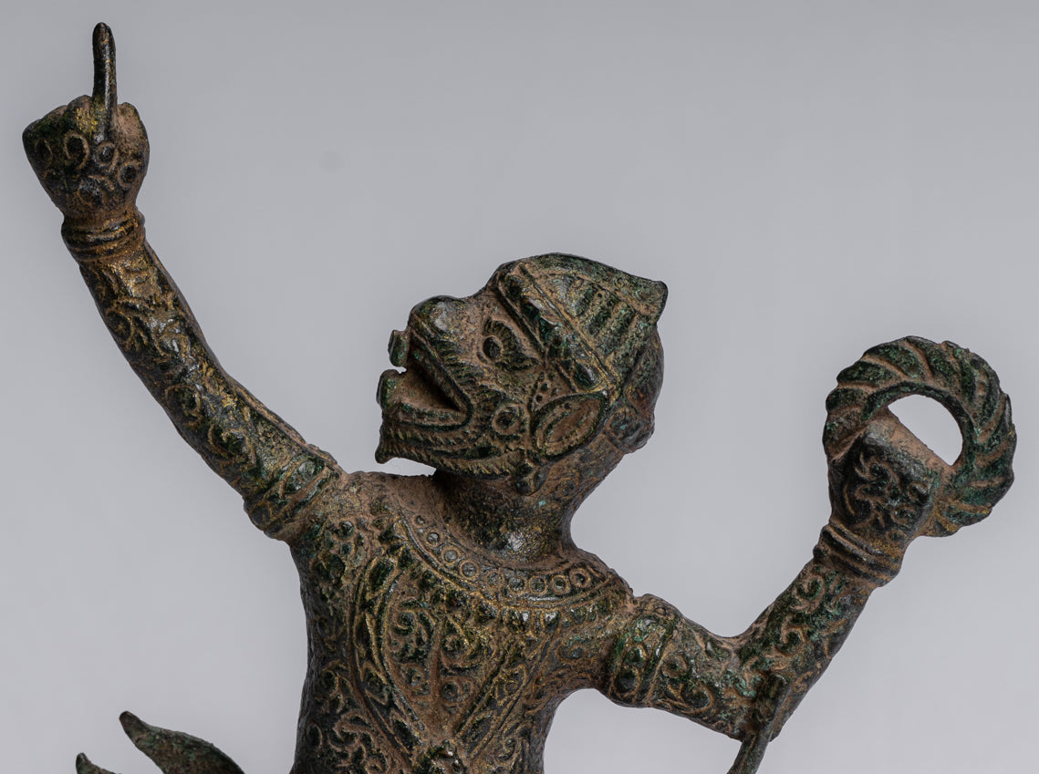Antique Khmer Style Bayon Hindu God Hanuman Statue - 25cm/10" Tall