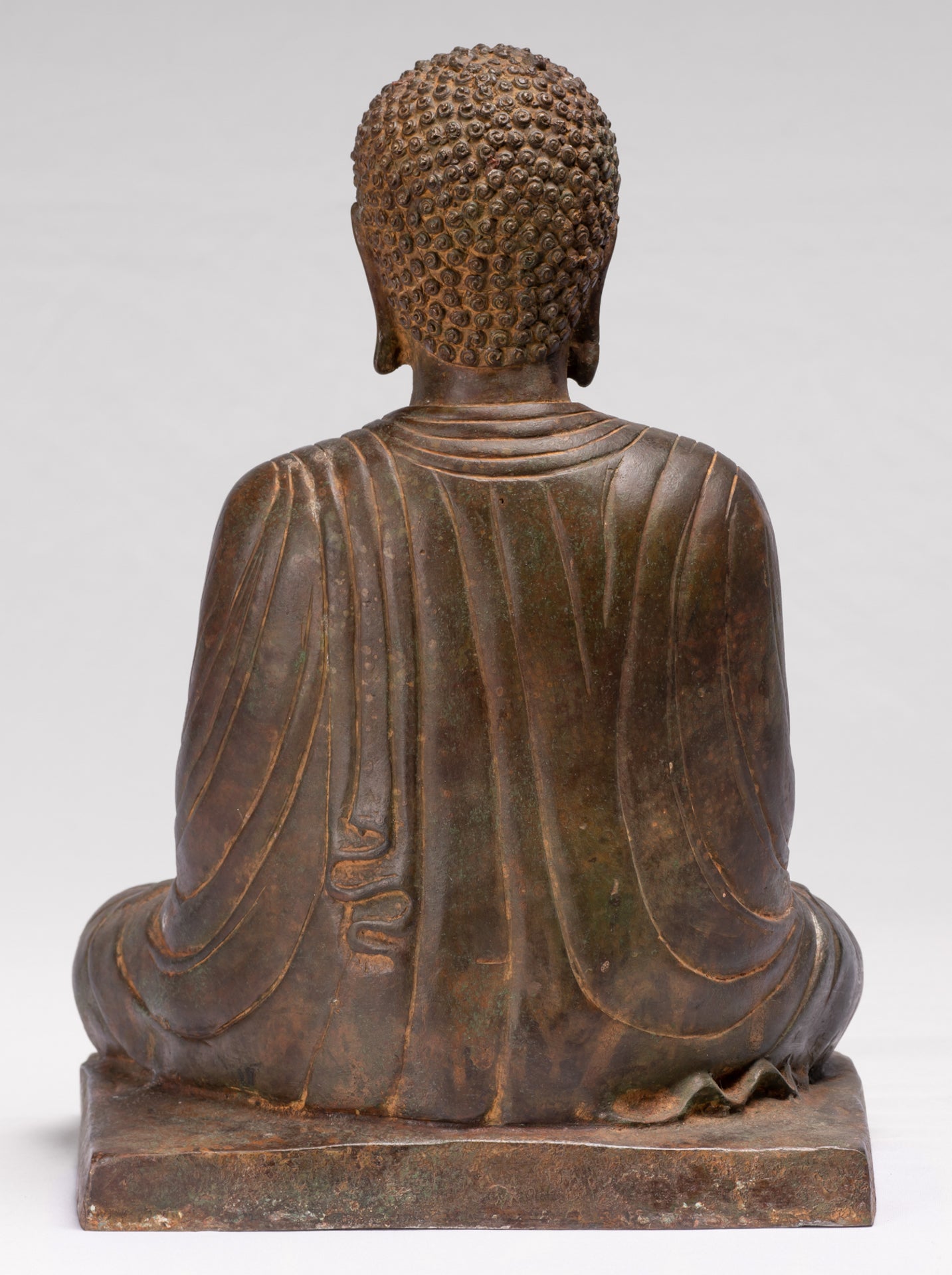 Antique Japanese Style Bronze Seated Meditation Amitabha Buddha Statue - 40cm/16"