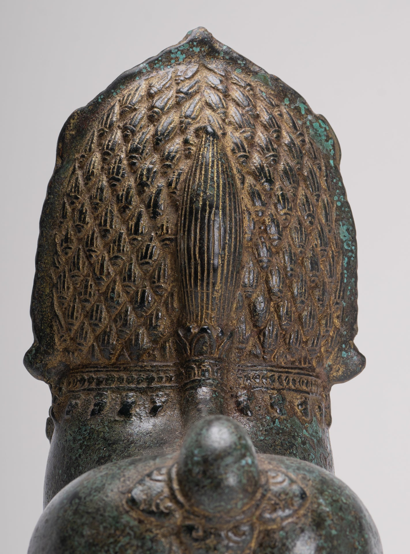 Temple Lion - Antique Khmer Style Bronze Standing Temple Guardian or Lion - 28cm/11"