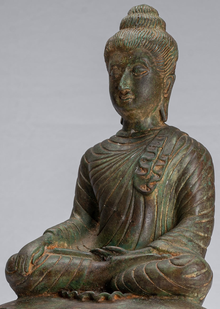 Indian Buddha Statue - Antique Gandhara Style Bronze Enlightenment Buddha Statue - 39cm/16"