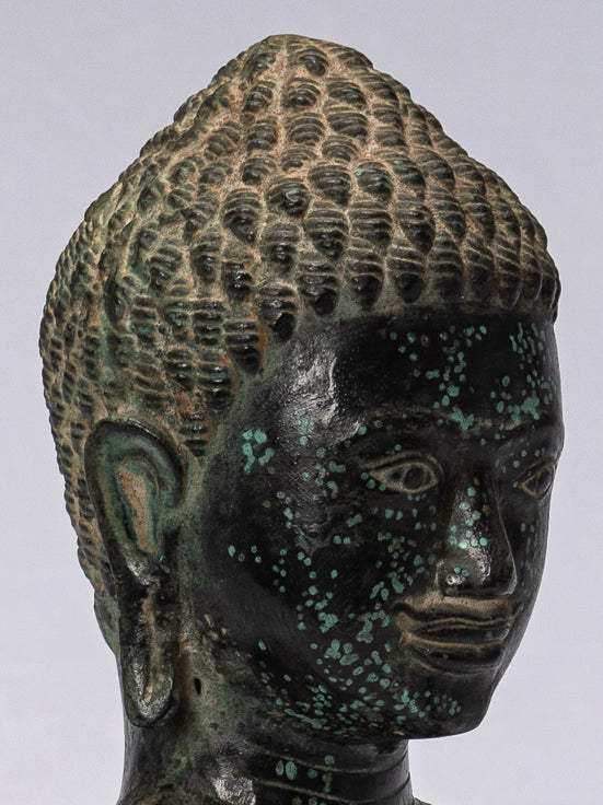 Antike Khmer Style Bronze Vishnu Torso Statue-Protector & Preserver-25cm/10 "