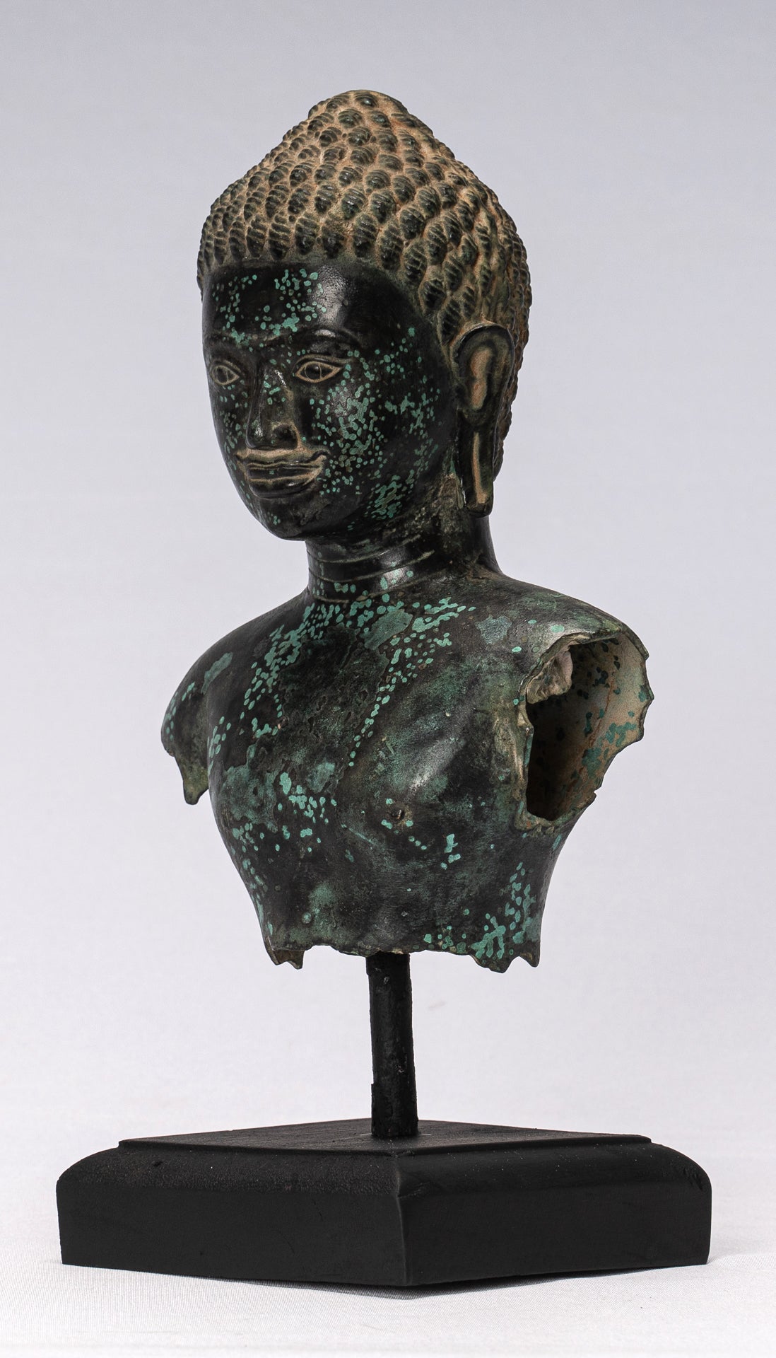 Antike Khmer Style Bronze Vishnu Torso Statue-Protector & Preserver-25cm/10 "