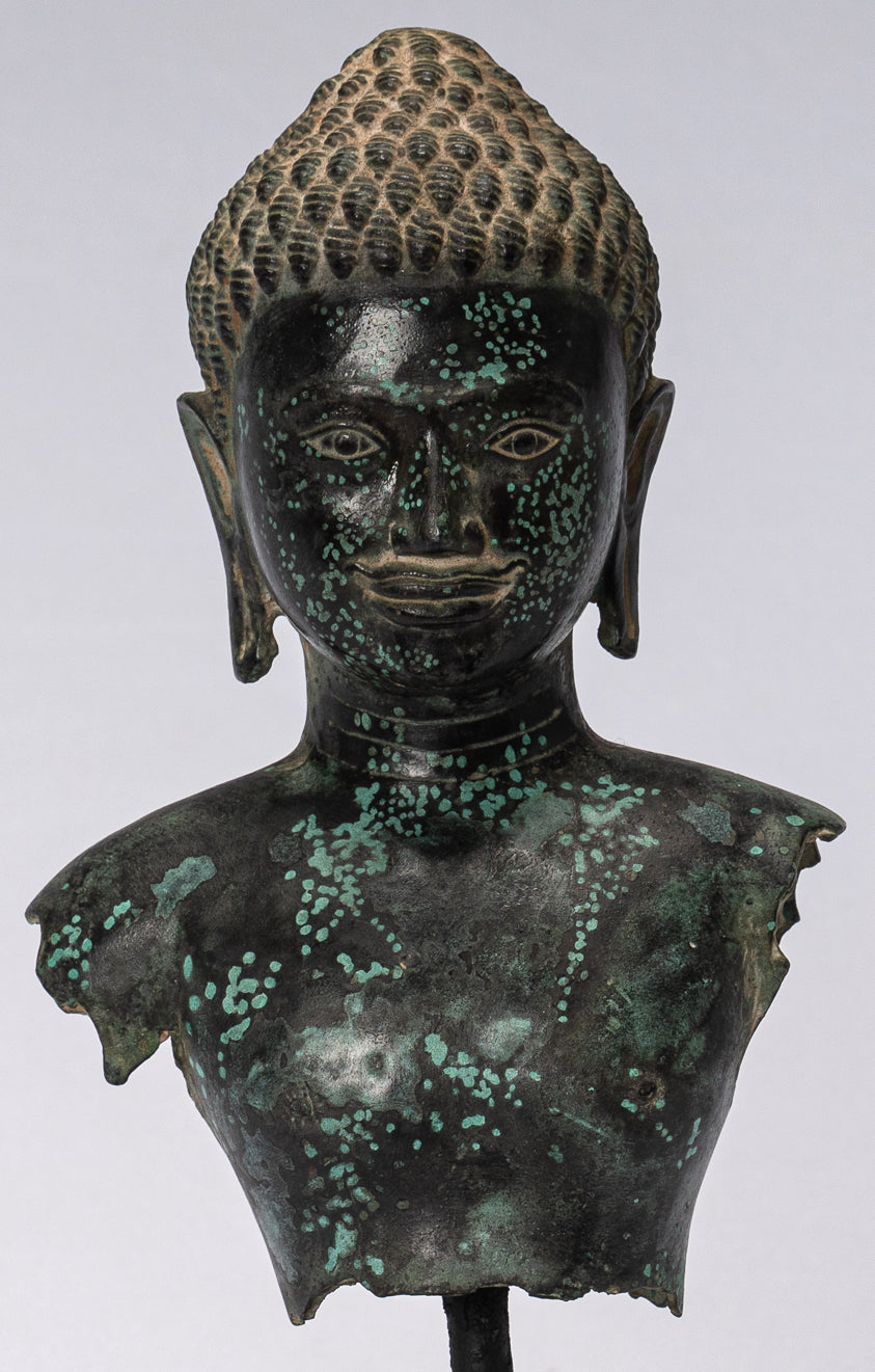 Antike Khmer Style Bronze Vishnu Torso Statue-Protector & Preserver-25cm/10 "