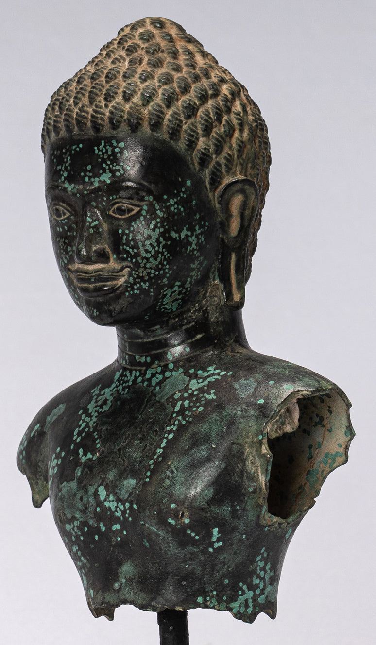 Antike Khmer Style Bronze Vishnu Torso Statue-Protector & Preserver-25cm/10 "