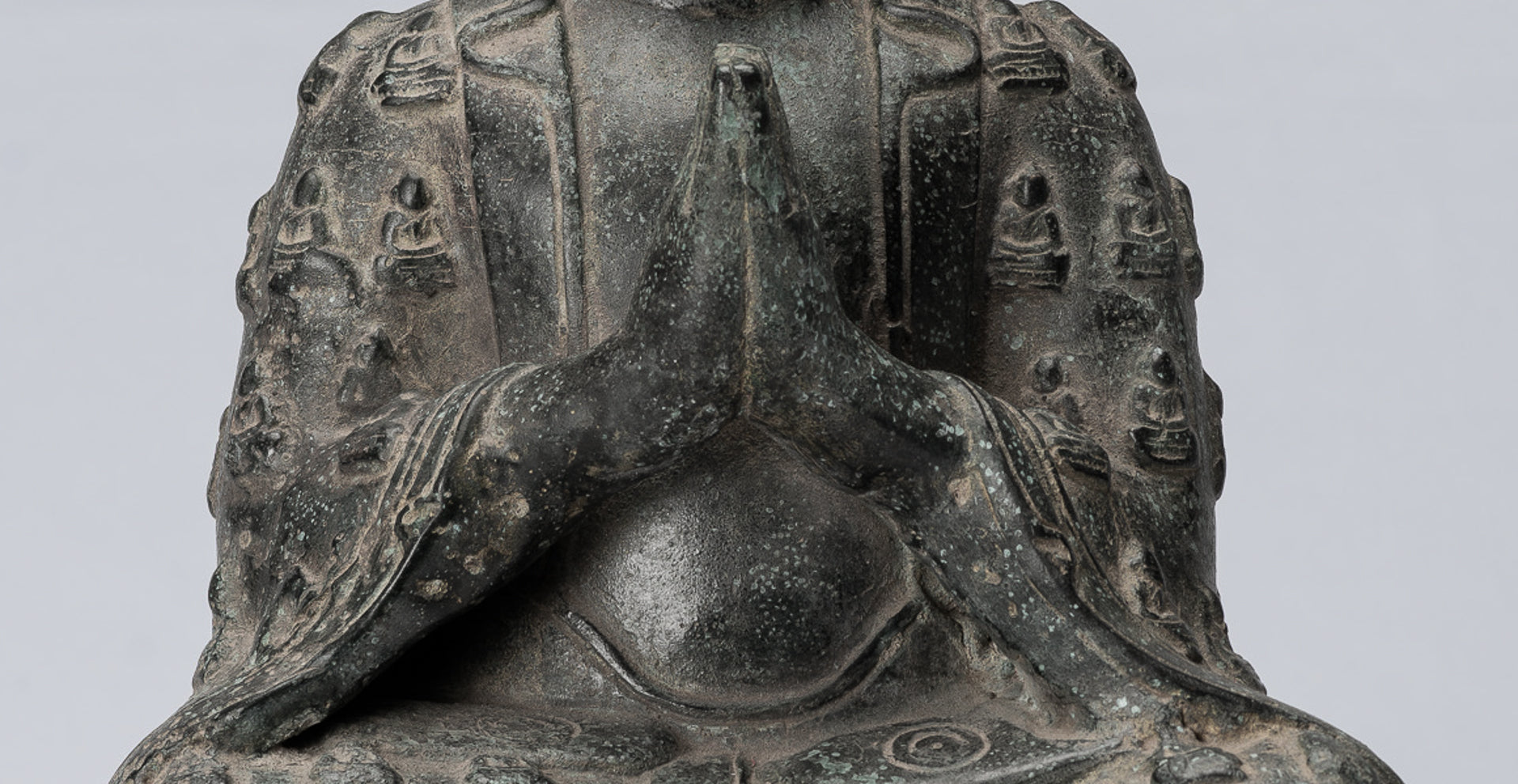 Buddha Statue - Antique Chinese Style Seated Bronze Many Buddha Adoration Buddha - 34cm/14"