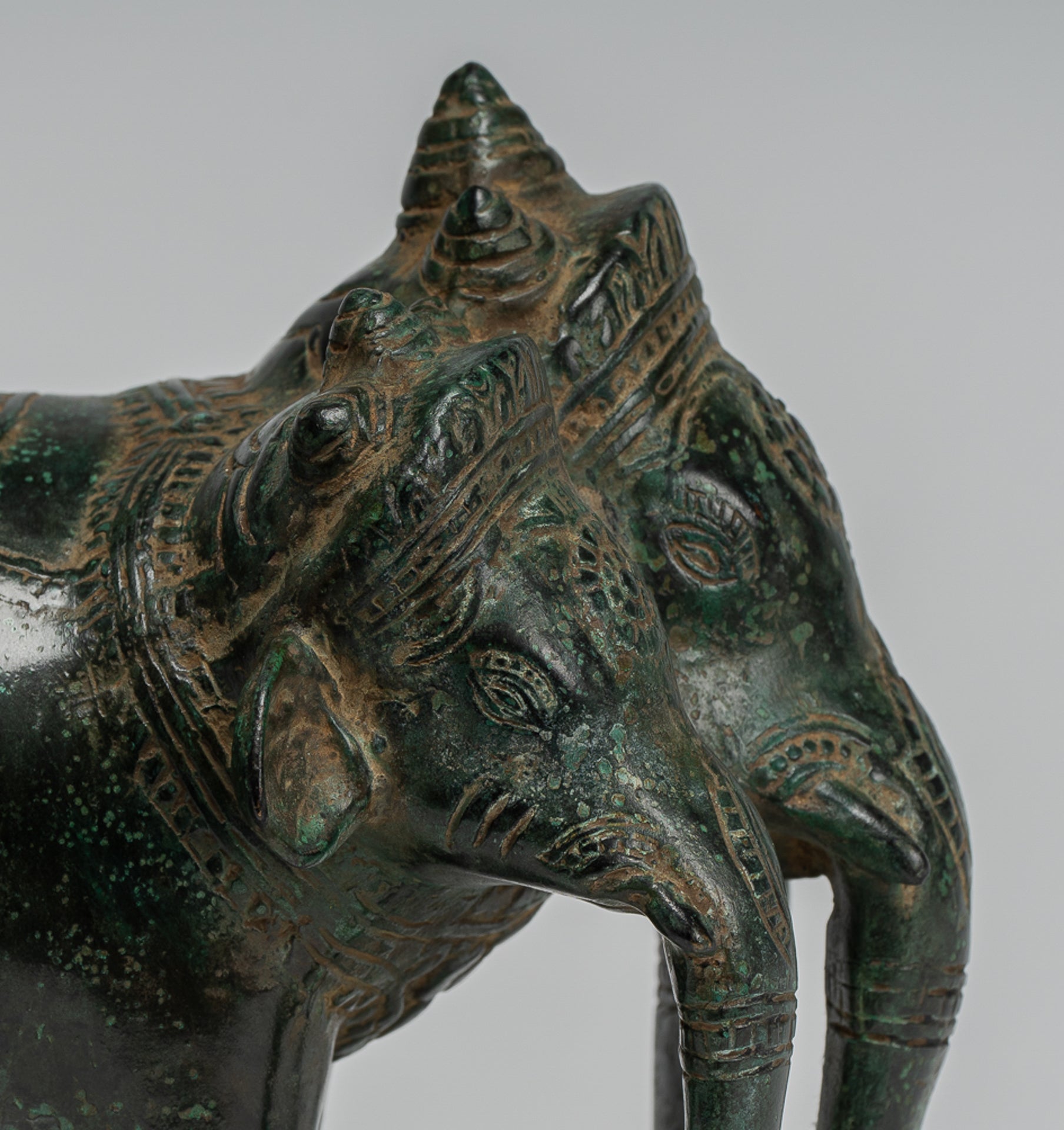 Antike Khmer -Stil Bronze Erawan Airavata oder Elefantenstatue - 18 cm/7 "groß