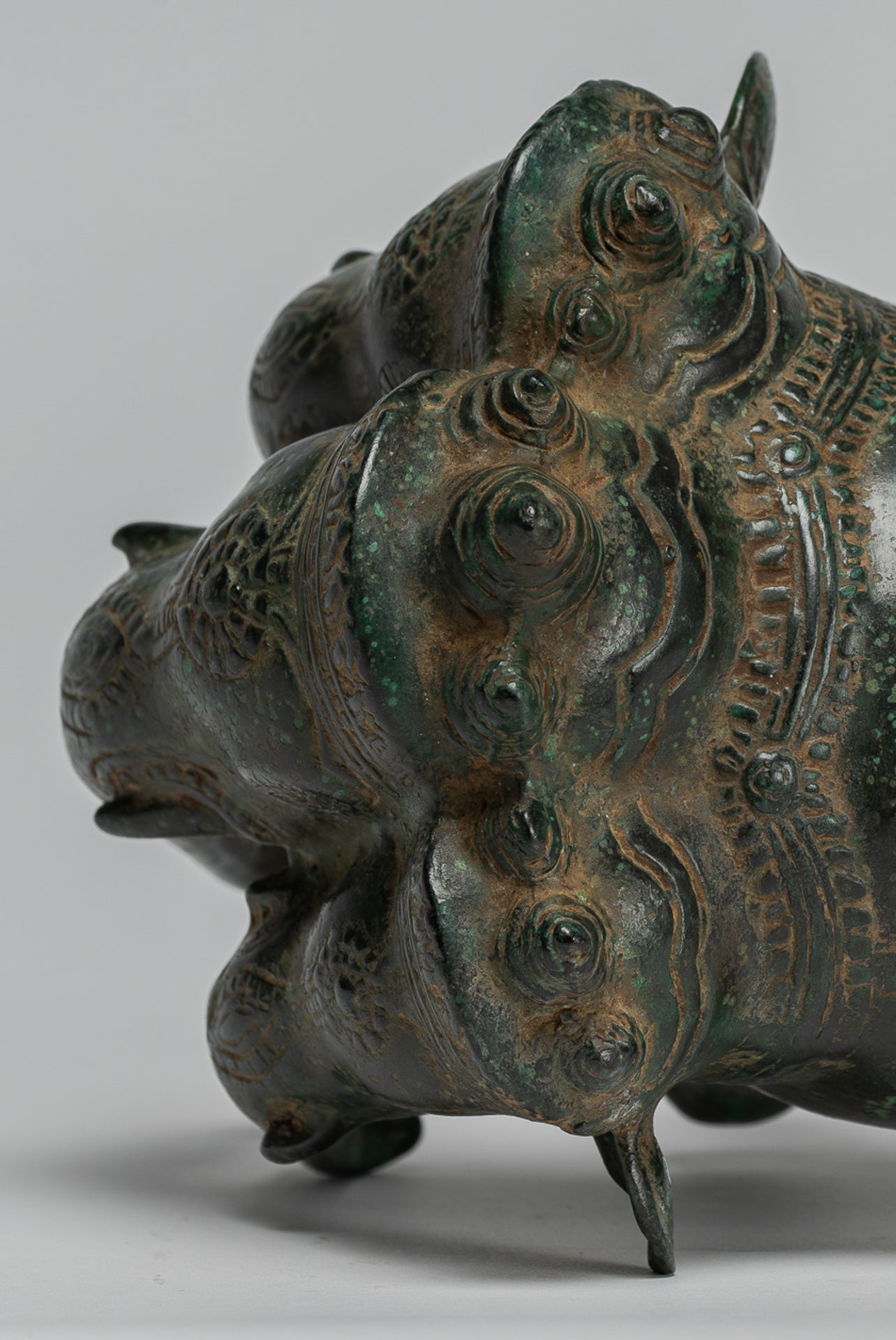 Antike Khmer -Stil Bronze Erawan Airavata oder Elefantenstatue - 18 cm/7 "groß