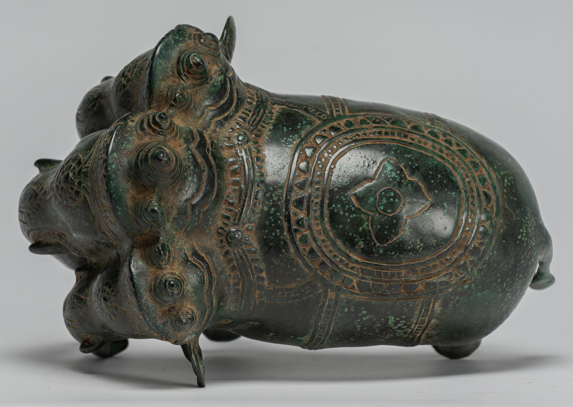 Antike Khmer -Stil Bronze Erawan Airavata oder Elefantenstatue - 18 cm/7 "groß