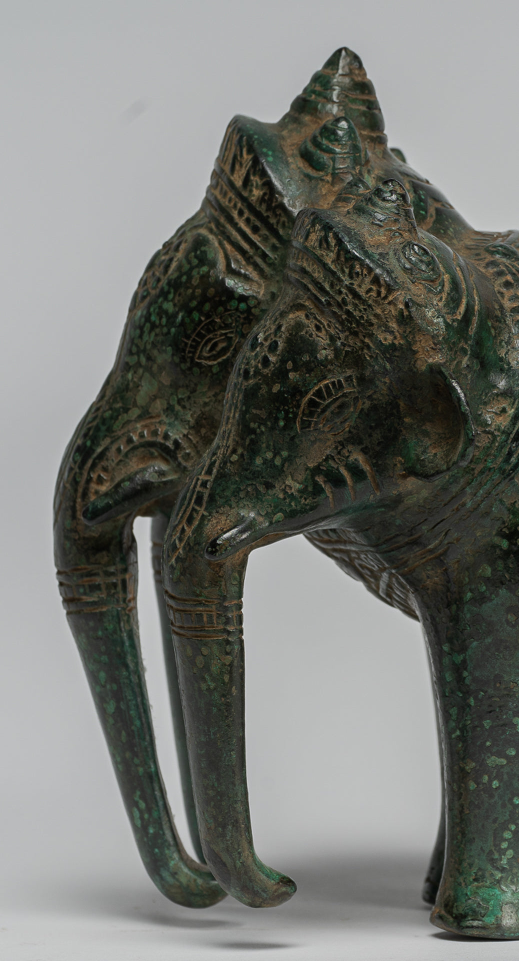 Antike Khmer -Stil Bronze Erawan Airavata oder Elefantenstatue - 18 cm/7 "groß