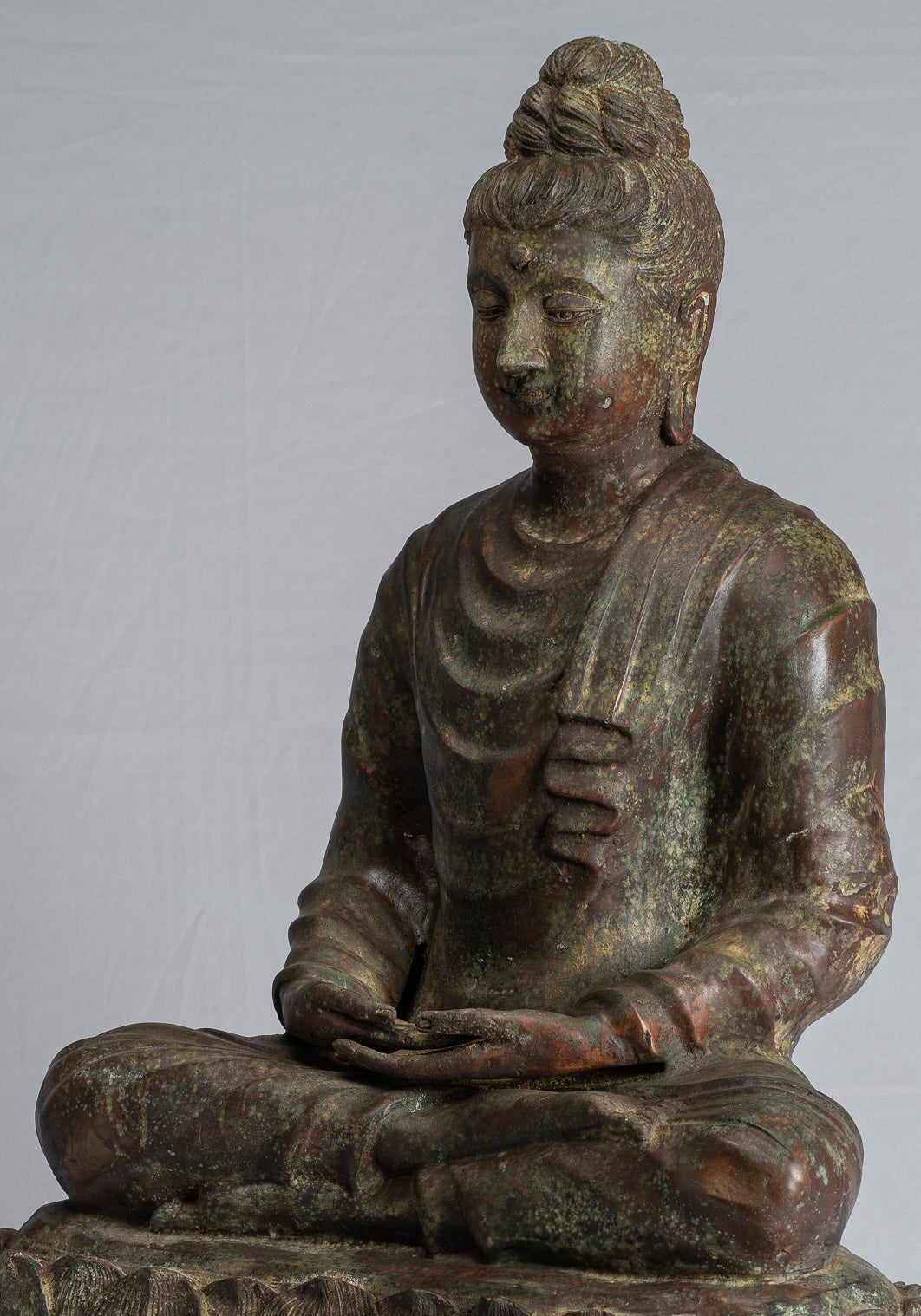 Indian Buddha Statue - Antique Gandhara Style Bronze Meditation Buddha Statue - 70cm/28"