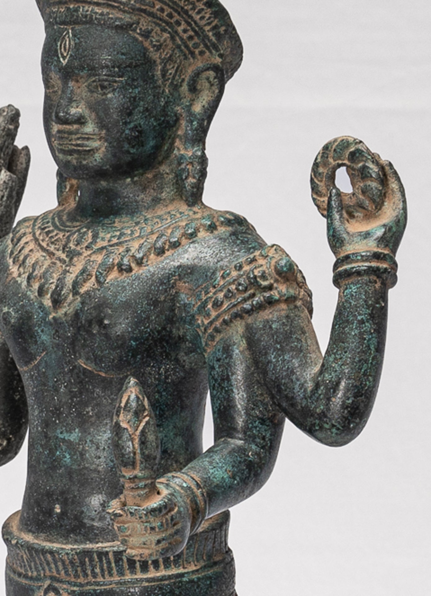 Antique Khmer Style Koh Ker Style Shiva Statue — Standing Four-Armed Shiva in Bronze - 44cm/18"