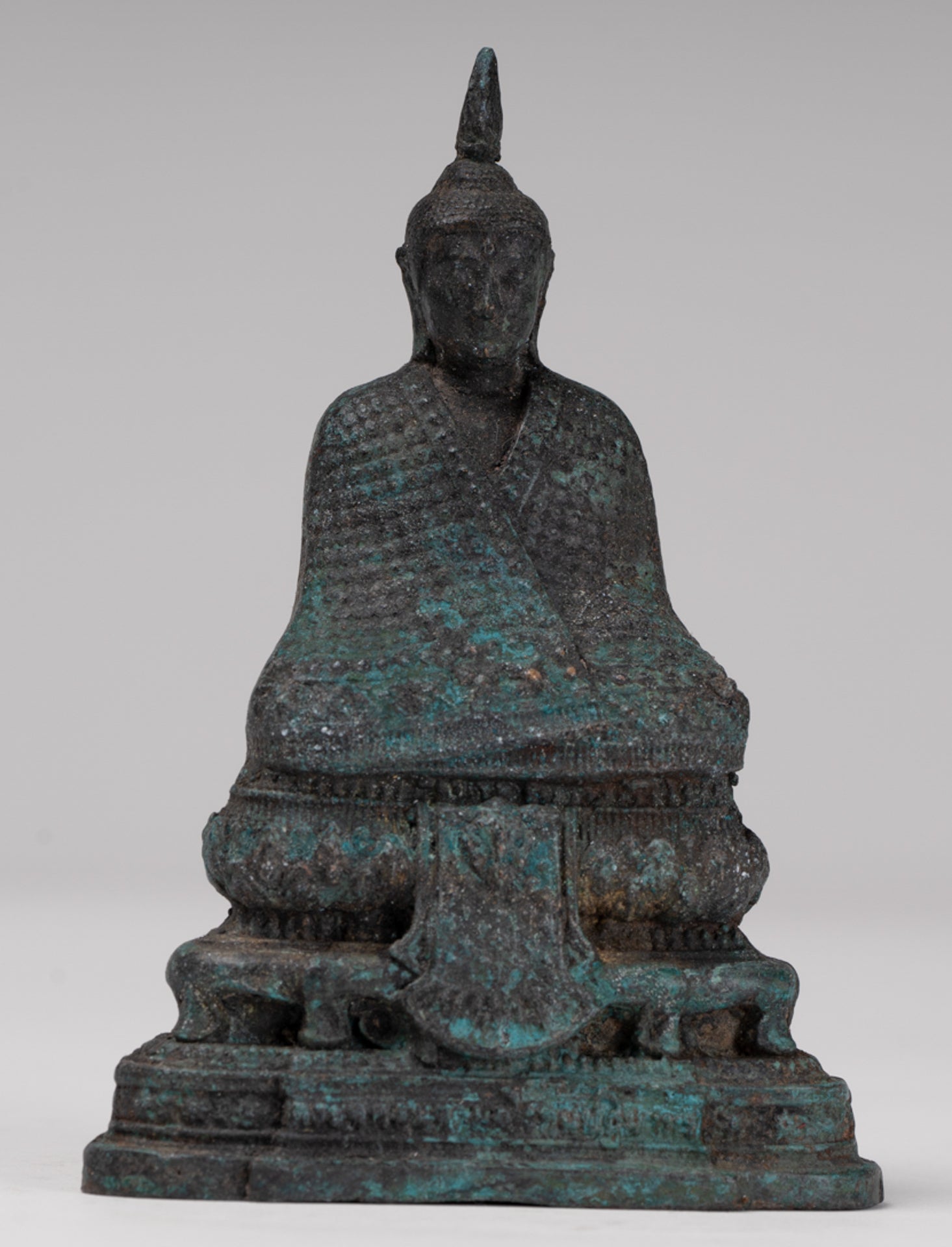 Buddha Sculpture - Antique Thai Style Bronze Seated Meditation Winter Buddha Statue - 12.5cm/5"