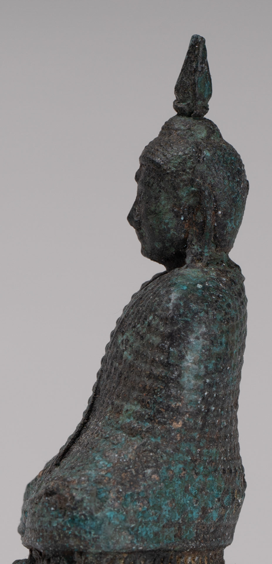 Buddha Sculpture - Antique Thai Style Bronze Seated Meditation Winter Buddha Statue - 12.5cm/5"