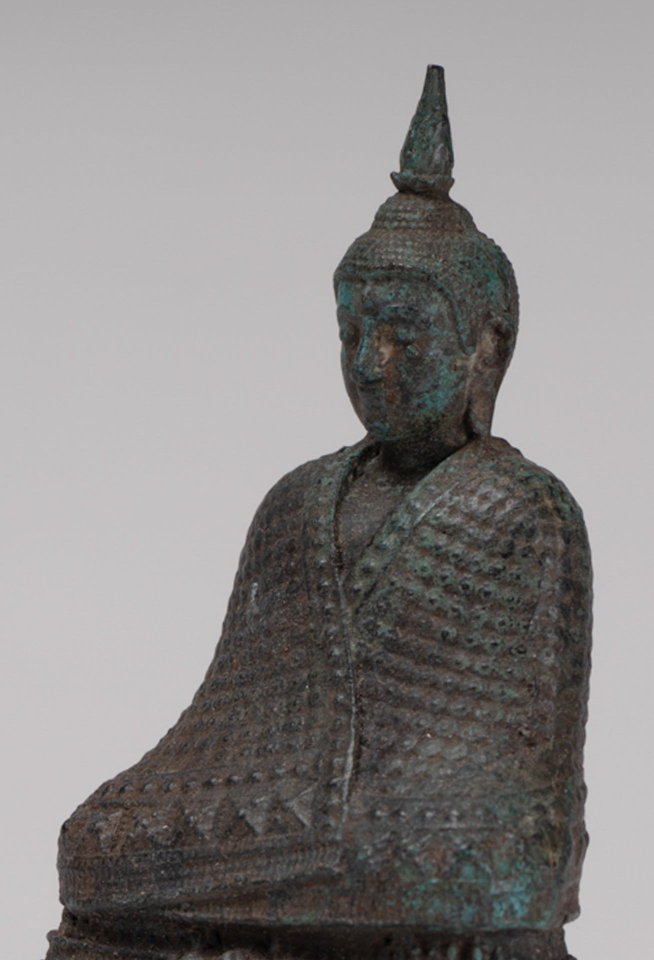 Buddha Sculpture - Antique Thai Style Bronze Seated Meditation Winter Buddha Statue - 12.5cm/5"