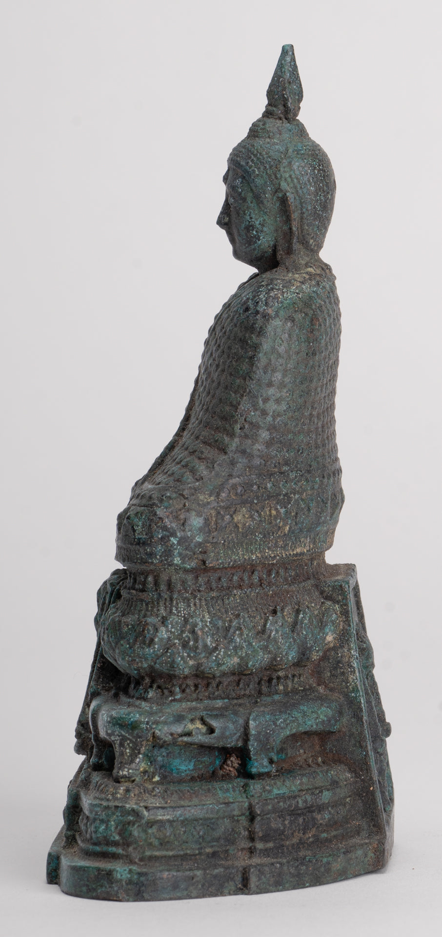 Buddha Sculpture - Antique Thai Style Bronze Seated Meditation Winter Buddha Statue - 12.5cm/5"