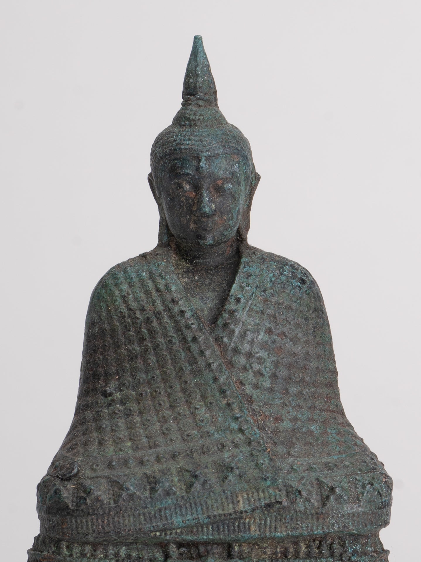 Buddha Sculpture - Antique Thai Style Bronze Seated Meditation Winter Buddha Statue - 12.5cm/5"