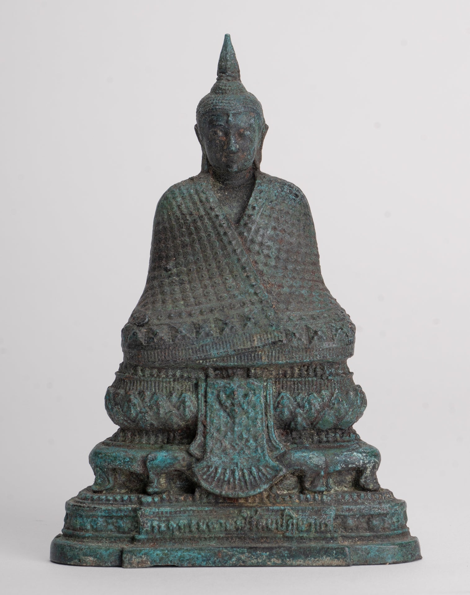 Buddha Sculpture - Antique Thai Style Bronze Seated Meditation Winter Buddha Statue - 12.5cm/5"