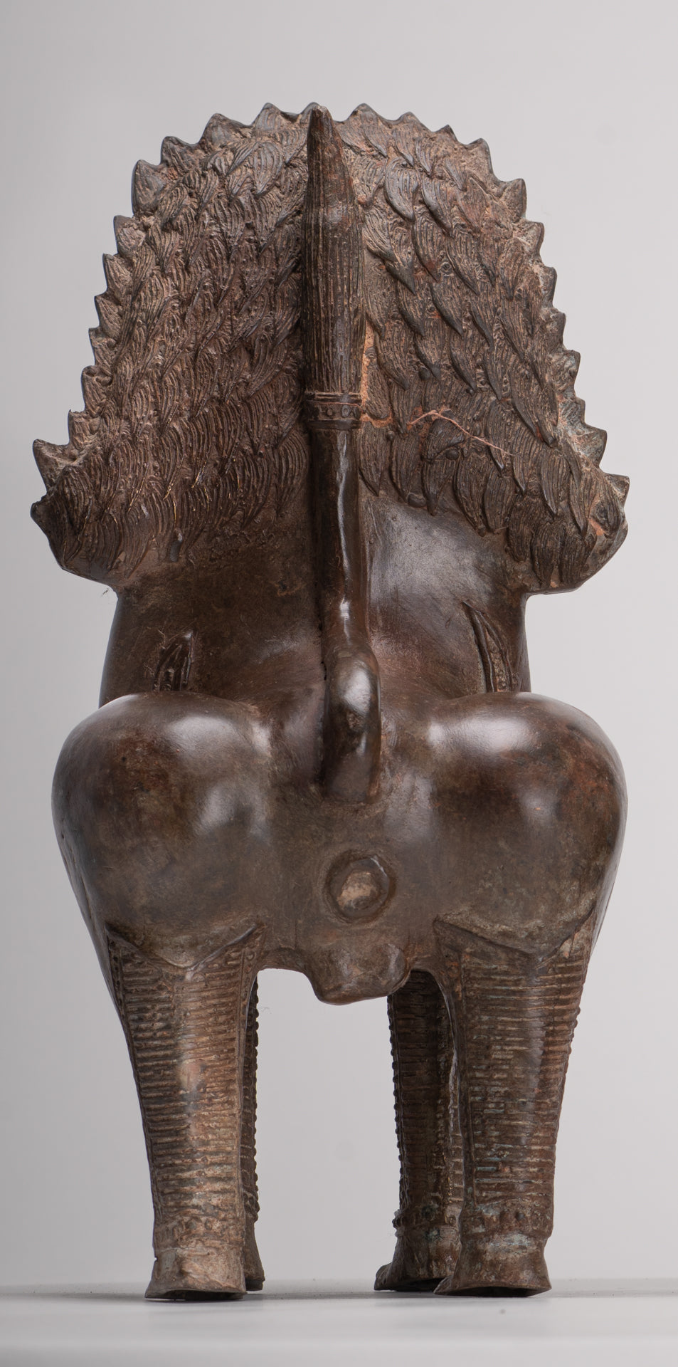 Temple Lion - Antique Thai Style Bronze Standing Singha Temple Guardians or Lions - 31cm/12" (Pair)