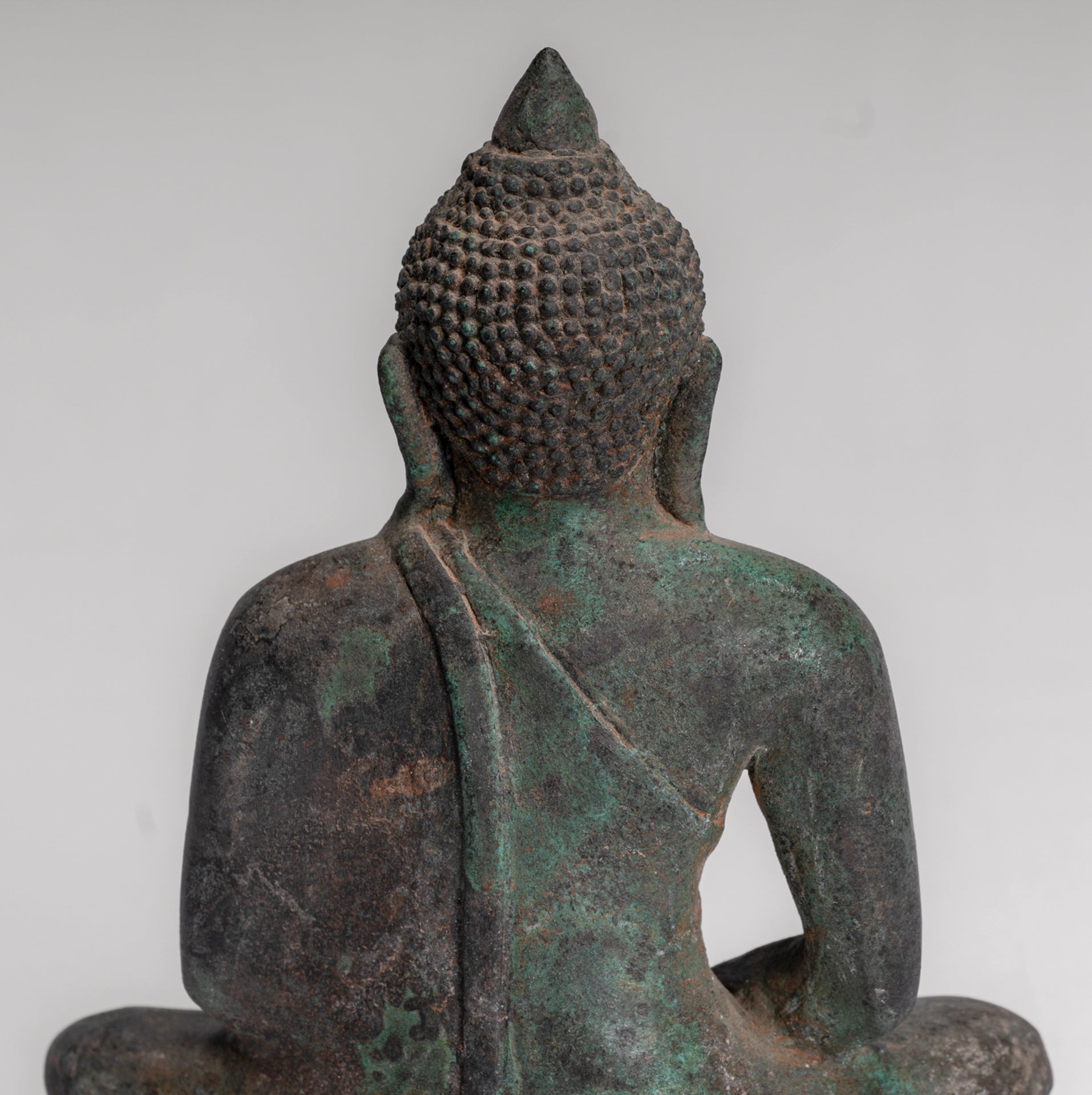 Buddha Statue - Antique Sri Lanka Style Bronze Seated Meditation Buddha Statue - 17cm/7"