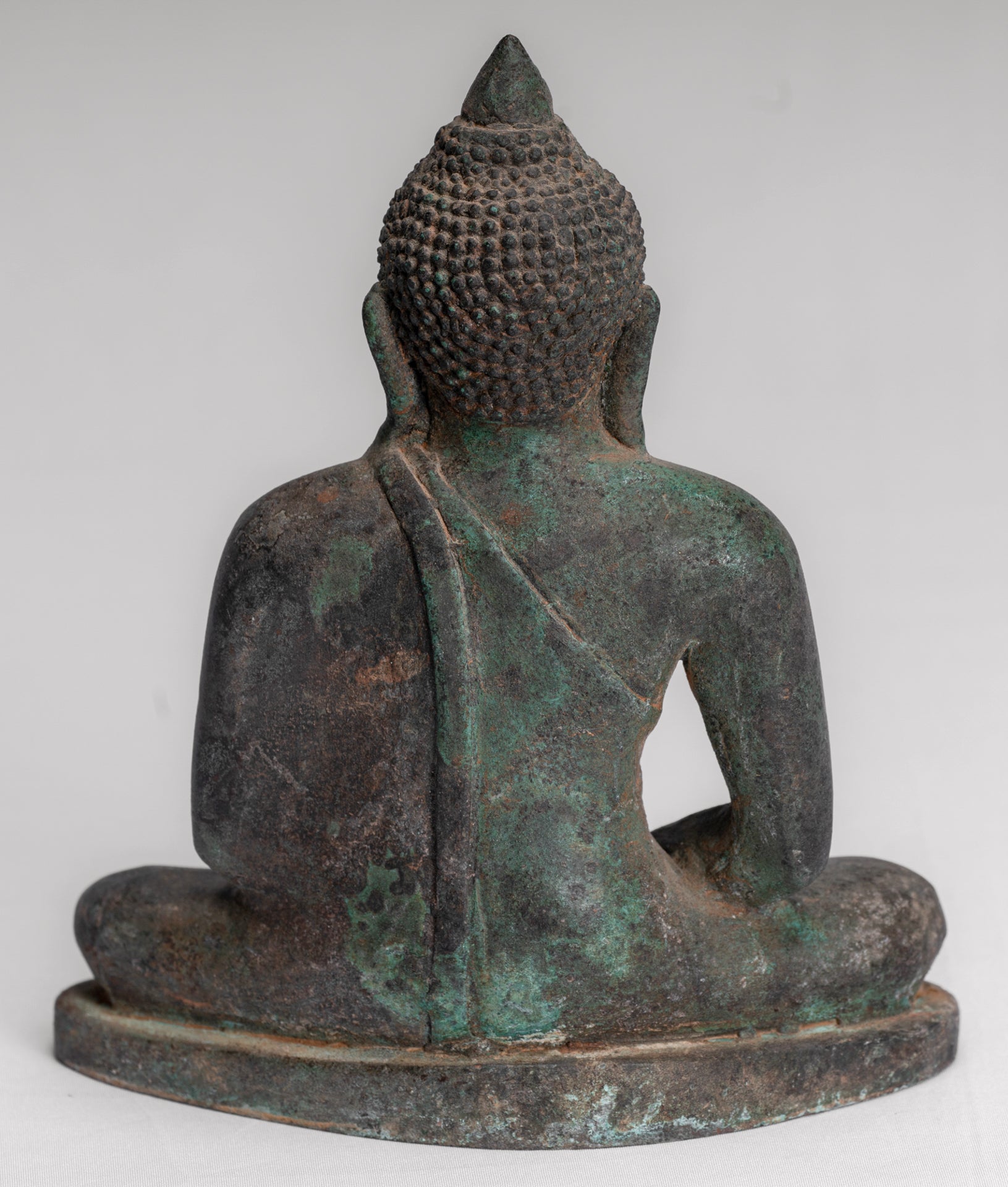 Buddha Statue - Antique Sri Lanka Style Bronze Seated Meditation Buddha Statue - 17cm/7"