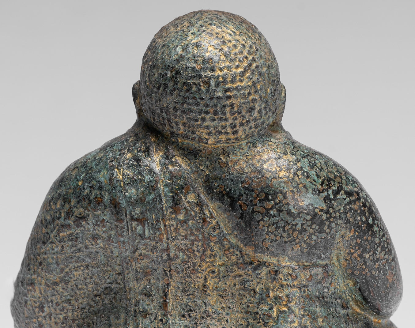 Statue di Buddha - Antique Khmer in stile Khmer Bronzo felice, grasso, statua di Buddha Budai - 18 cm/7 "