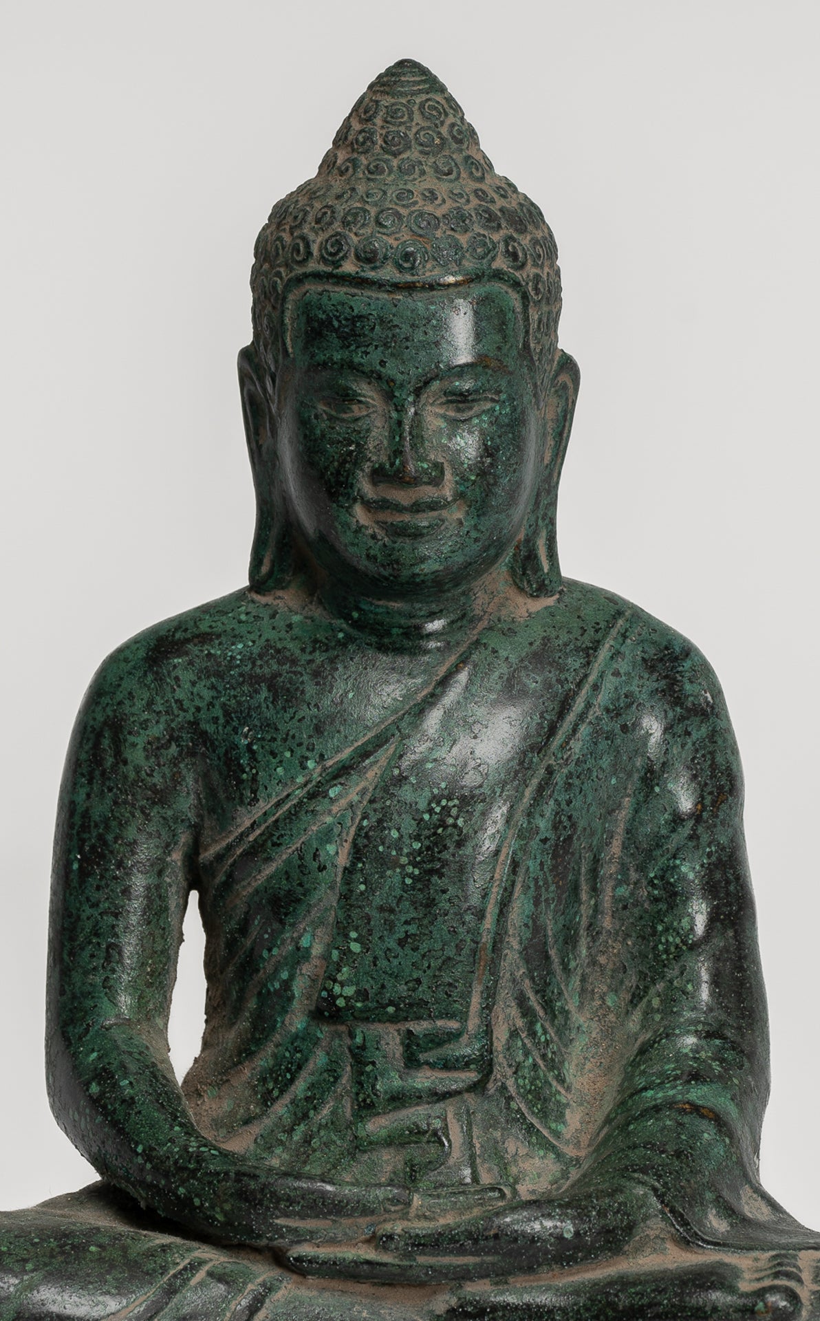 Buddha Statue - Buddha - Antique Khmer Style Seated Bronze Meditation Buddha Statue - 20cm/8"