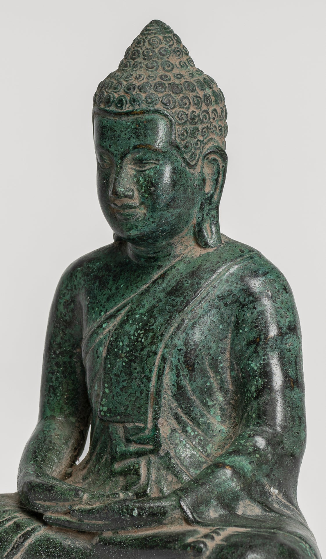 Buddha Statue - Buddha - Antique Khmer Style Seated Bronze Meditation Buddha Statue - 20cm/8"