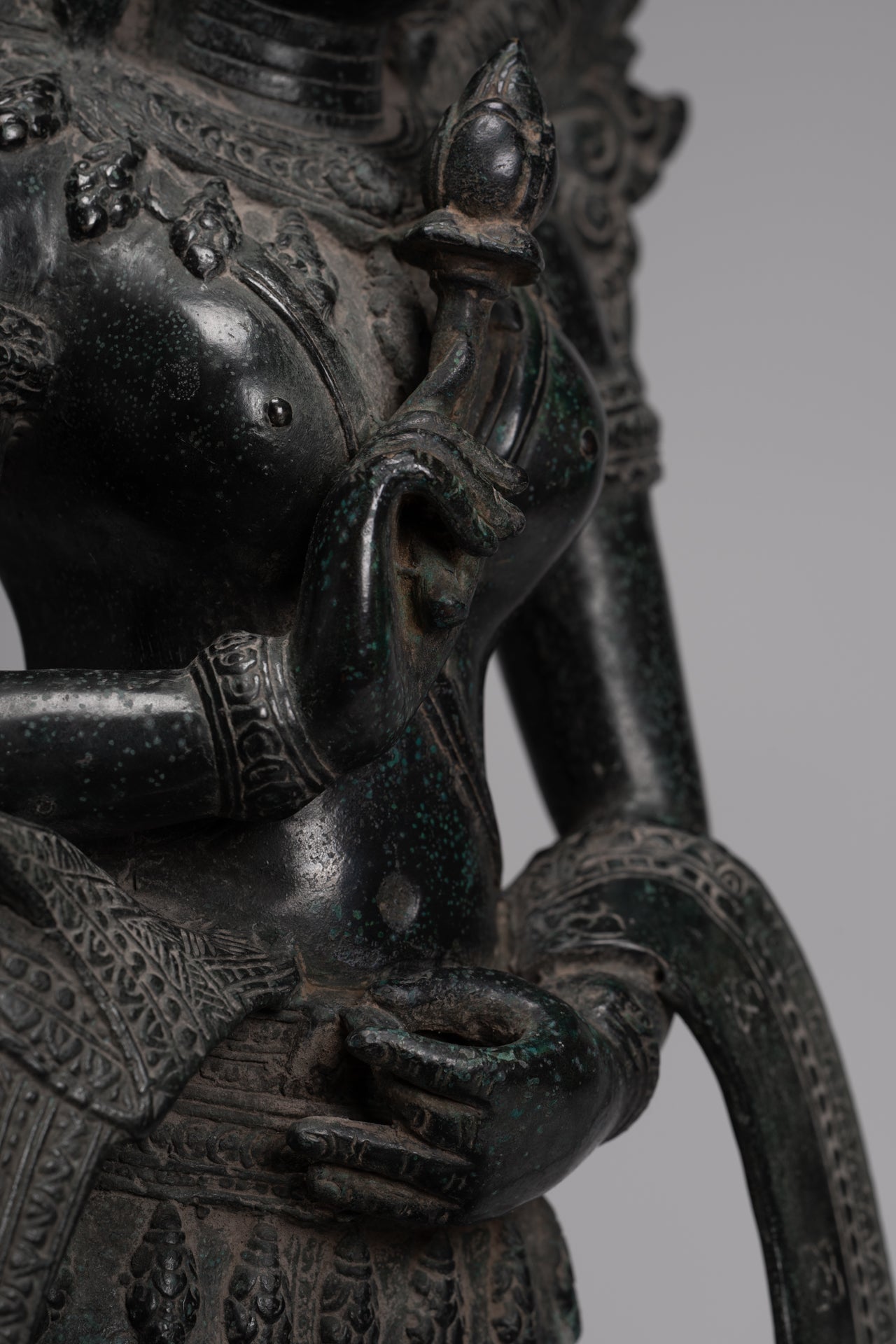 Naga Statue - Antique Khmer Style Bronze Protective 'Queen Soma' Mother of Naga, Snake or Serpent Statue - 76cm/30"